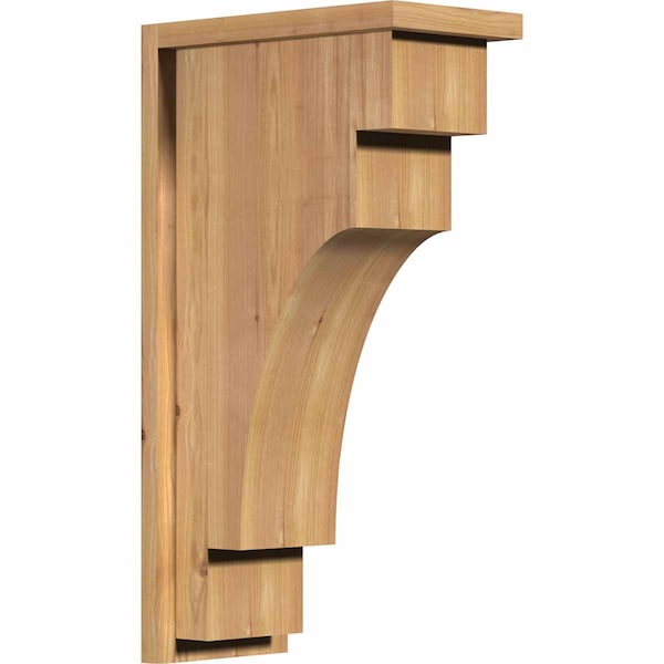 Ekena Millwork Mediterranean Smooth Corbel w/Backplate, Western Red Cedar, 7 1/2"W x 14"D x 26"H COR08X14X26MED01SWR - main